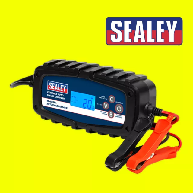 SEALEY AUTOCHARGE400HF, 4A 9-Cycle 6/12V Compact Auto Smart Charger in Black