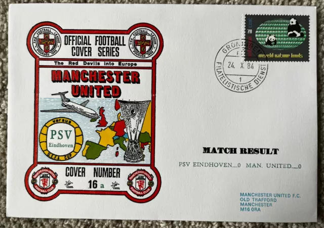 PSV Eindhoven v Manchester United 1984 Dawn First Day Cover