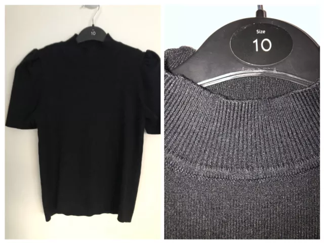 Maglione maglione lavorato a maglia Qed London Puff manica stretta taglia 10/12