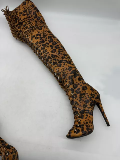 Zigi Girl  Piarry  Leopard Print Thigh High Heels Boots Women's Size 7 M 3