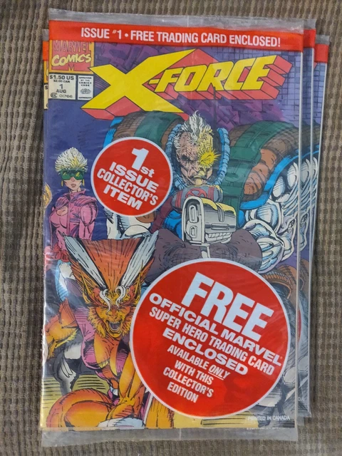 X-Force #1 Marvel Comic Books LOT- All 5X Different Trading Cards-1991 (NEW)