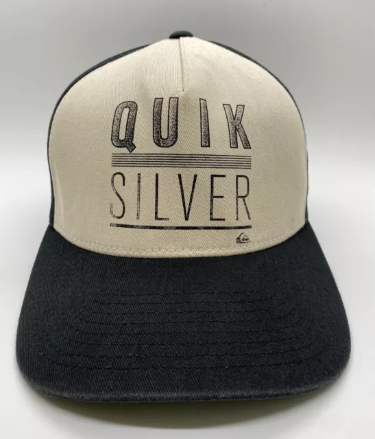 Quik Silver Cap Hat Adult Fitted Flex S/M Beige Black Cotton
