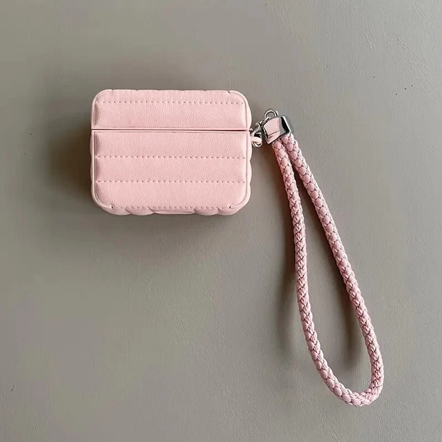 Airpods pro Pink jacket style case, Earbuds protection case with handle lanyard