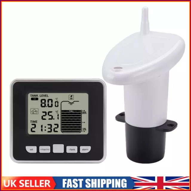 Wireless Ultrasonic Water Tank Liquid Depth Level Meter Flow Sensor Monitor Kit