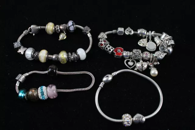 Mixed Brand Charm Bracelets Sterling Silver Chamilia Rhona Sutton x 4 (97g)