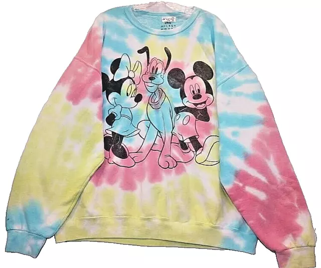 Disney Sweatshirt Mickey Mouse and Friends Minnie Pluto Women's 2XL Tie Dye