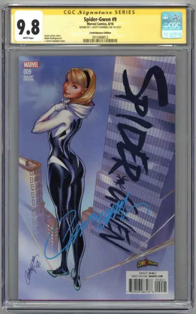Spider-Gwen #9 (2016) CGC 9.8 ComicXposure Variant Signed by J. Scott Campbell