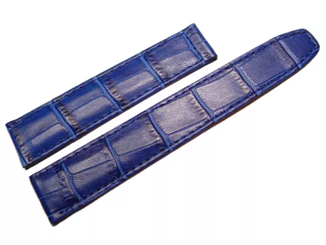 Kalbsleder Uhrenarmband - für Faltschließen - blau 16 mm, 18 mm
