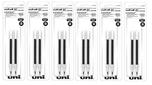 Signo 207 Gel Pen Refills, 0.7mm, Medium Point, Black Ink, Pack of 12