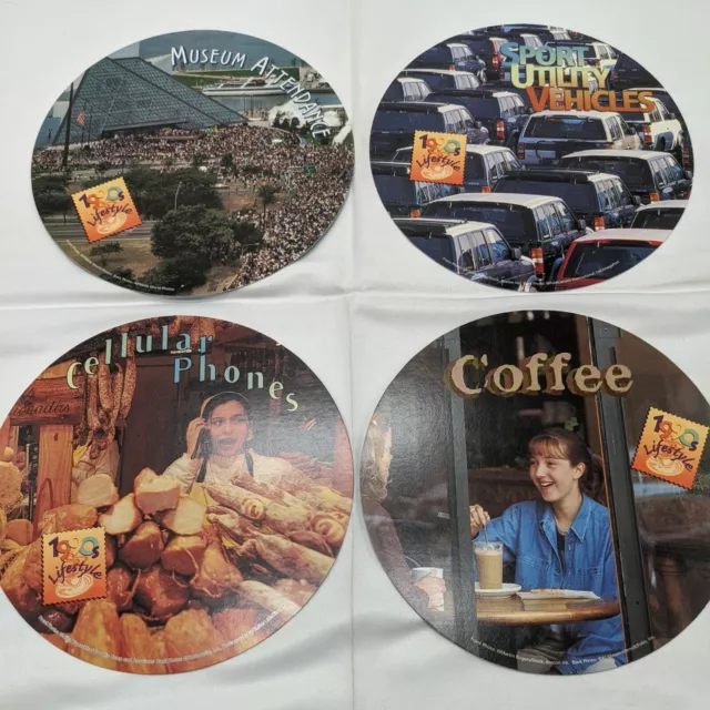 Lot of (4) 1990s Lifestyles Circular Cardboard Collectables With Fun Facts