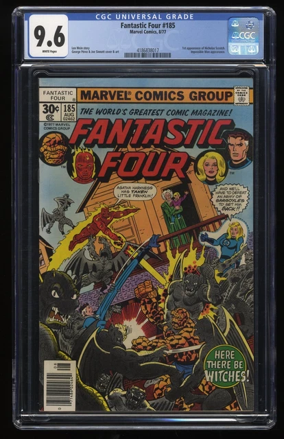 Fantastic Four #185 CGC NM+ 9.6 White Pages 1st Appearance Nicholas Scratch!