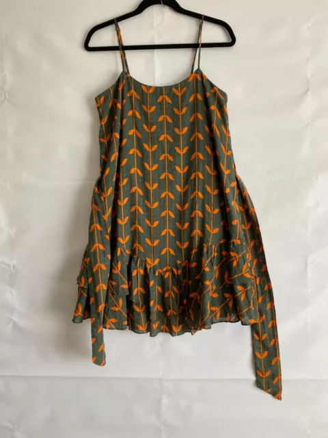 Here Comes The Sun Slip dress  Rear zip full lined Orange Leaves NWT USA size L