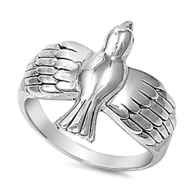 High Polish Sparrow Bird Animal Ring New .925 Sterling Silver Band Sizes 6-10