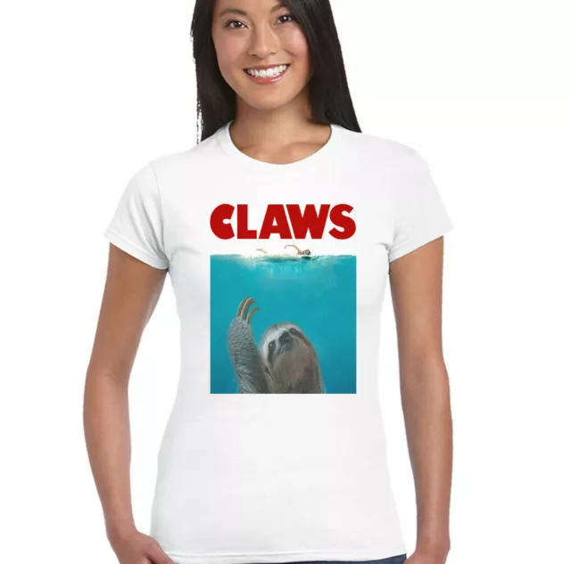 Claws Womens Funny Jaws Sloth Parody T-Shirt Top Movie Film