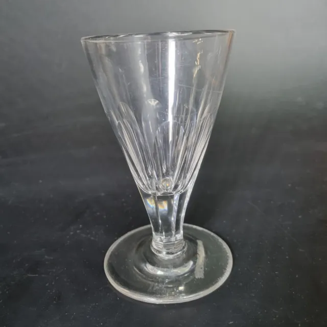 Antique 19th Century Ale Glass With Slice Cut Decoration 12cm High