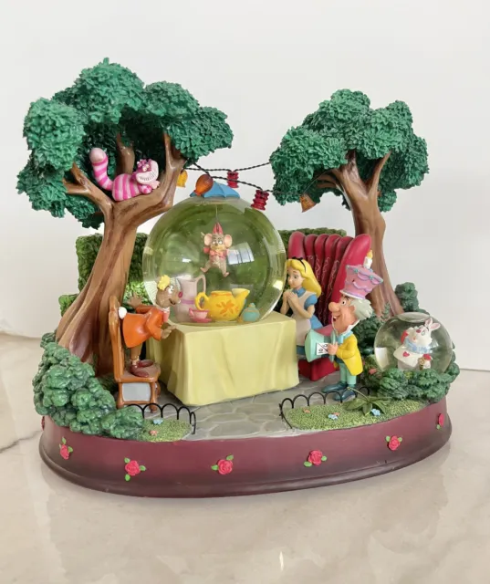 Disney Alice In Wonderland Snow Globe Musical Mad Hatter's Tea Party Rare