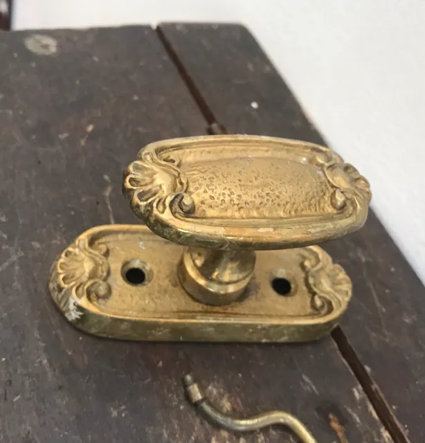 Antique French Door T Bar Rococo Lever Heavy Solid Brass Knob Gold Victorian