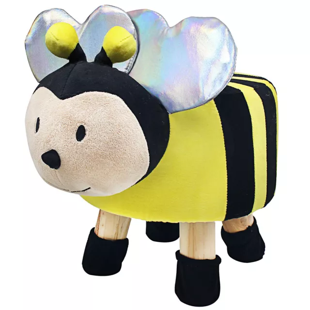Poufe per animali d'api sgabello in legno per bambini sedia per bambini cuscino sedile imbottito peluche