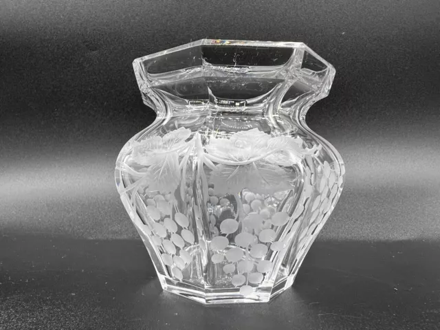 American Brilliant Cut Glass-Sinclaire-Eight Sided Sugar Bowl w/Engraved Grapes