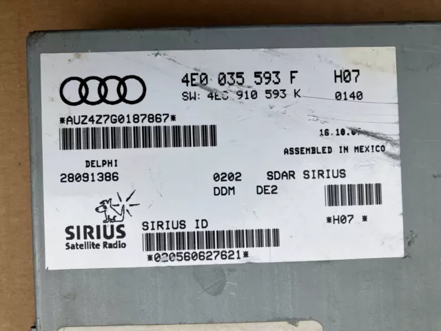 '07-10 Audi A4 A6 A8 A5 Q7 Sirius Satellite Radio Stereo Audio Receiver OEM 2