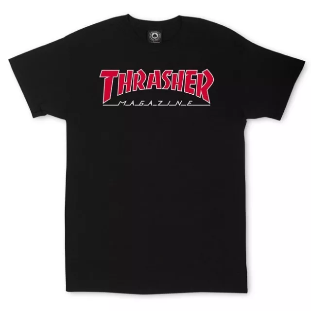 Thrasher Skate Mag Outline Logo T-Shirt Black With Red