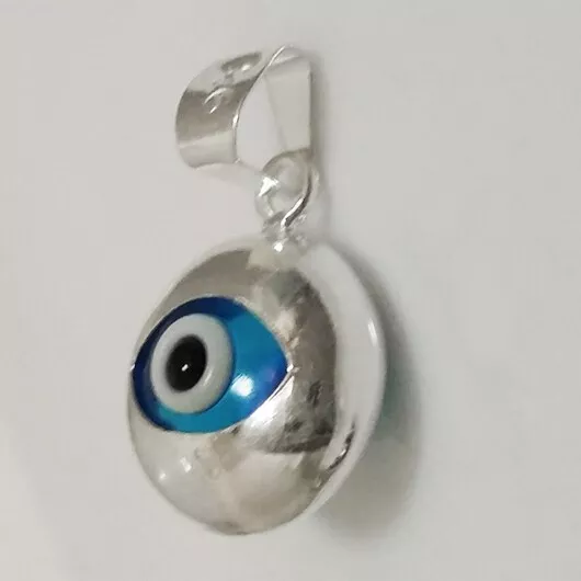 Sterling Silver double sided lucky evil Eye charm pendant 10mm mati nazar Europe