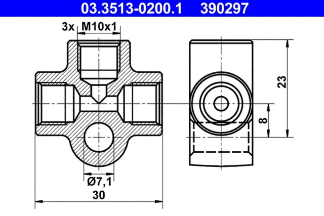 Pezzo di collegamento/distribuzione tubazioni ATE 03.3513-0200.1 M10x1