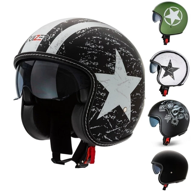 CRUIZER CASCO MOTO Jet Custom Scooter Omologato Visiera Sole