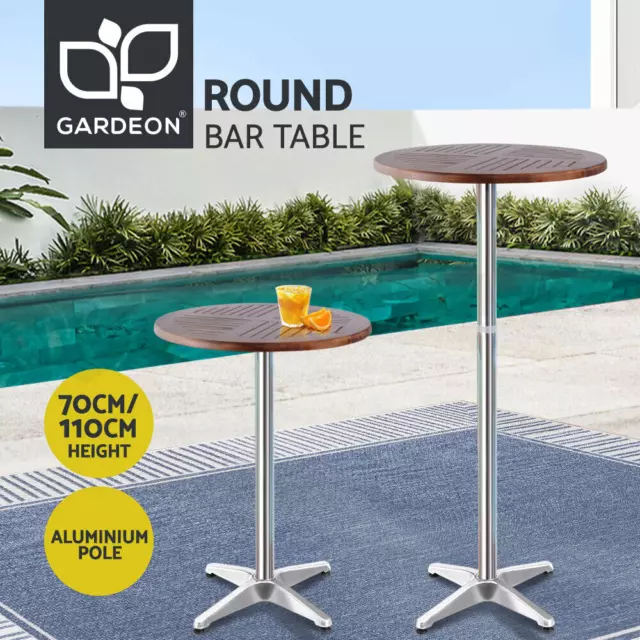 Gardeon Outdoor Bar Table Furniture Wooden Cafe Table Aluminium Pole Round