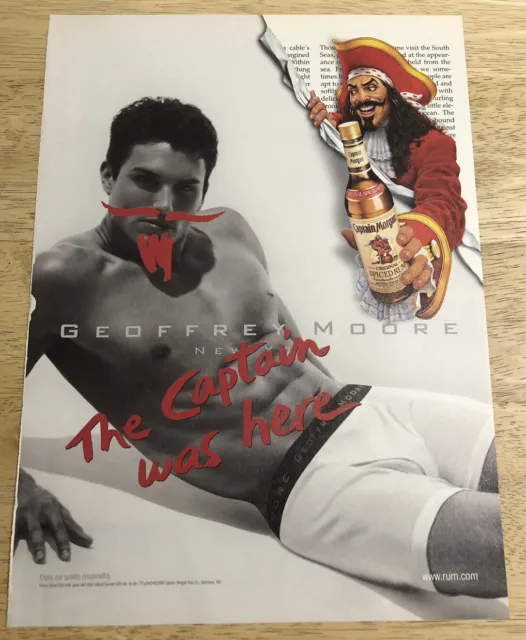 1998 CAPTAIN MORGAN RUM - Male Underwear Model - Vintage Magazine Ad