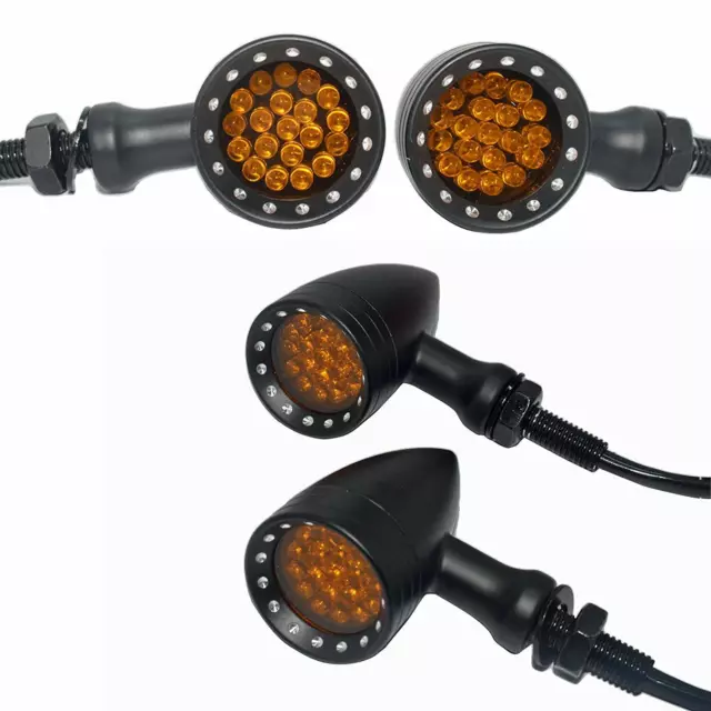 4X Bullet Motorcycle LED Turn Signal Lights Indicator Blinker Amber for Harley