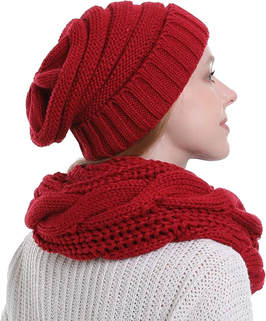 Bufanda Y Gorro Grueso Tejidos De Punto Beanie Cuellera De Mujer Para Invierno 7
