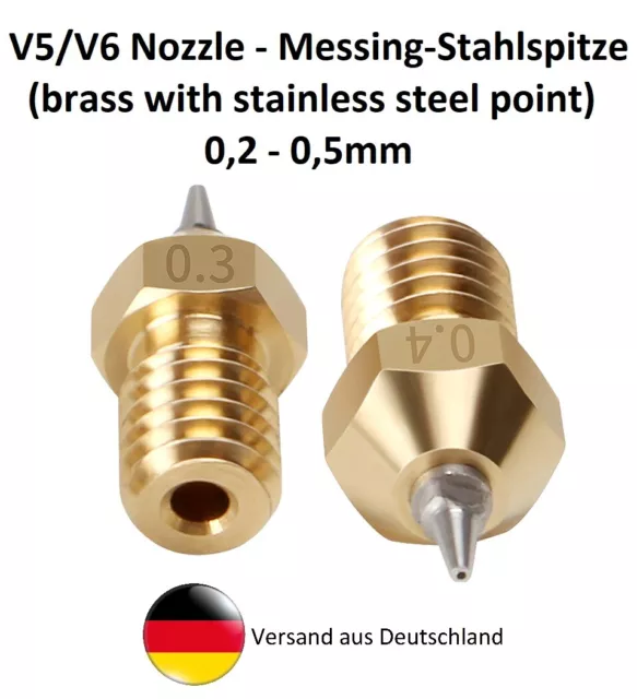 V5 V6 Nozzle Düse 0,2-0,5mm, Messing-Edelstahlspitze, Mega S Chiron 4Max Kobra