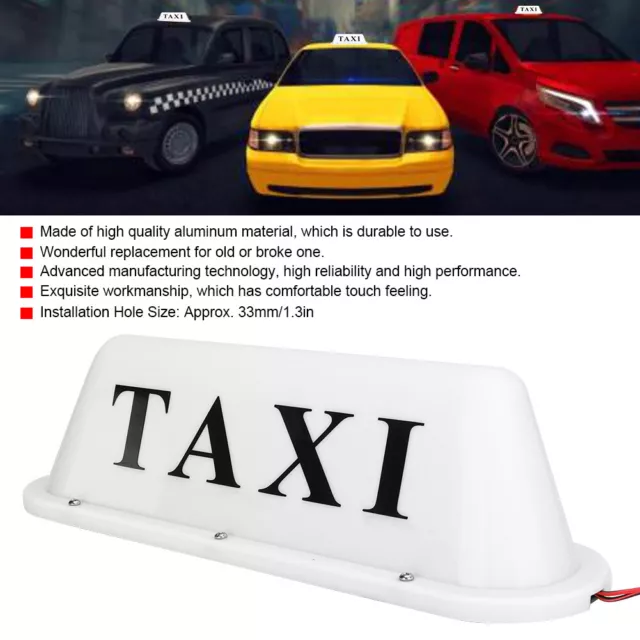 (Boîtier Blanc) Taxi Light 12V LED Taxi Sign Magnetic Roof Top Car Light 2