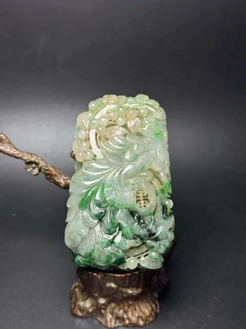 Chinese Exquisite Handmade Phoenix carving Jadeite Jade Pendant
