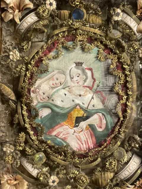 Kuriose uralte Klosterarbeit aus dem Isartal bei Lenggries gemalte Miniatur 1800