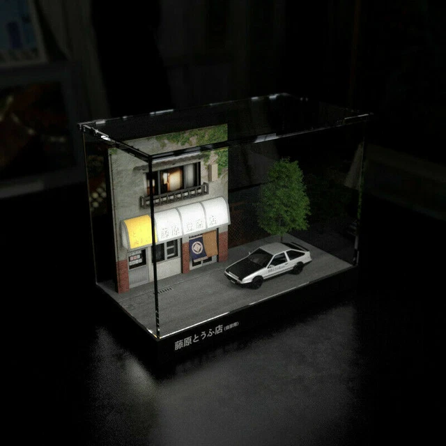 Ae86 Display 1/64 AE86 INITIAL D Fujiwara Tofu Shop Scene LED Display Case Dust ...