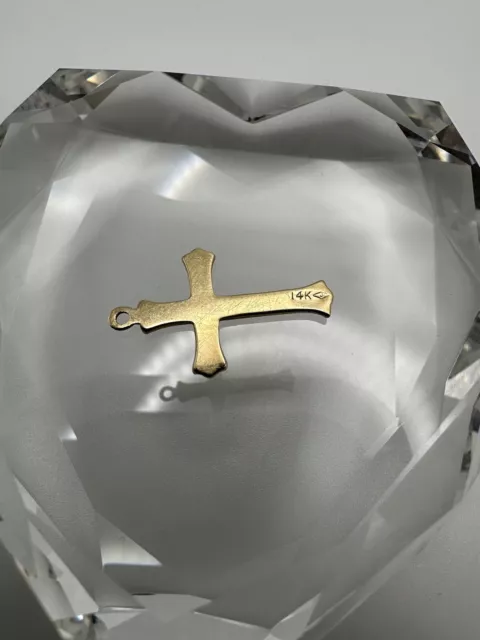 VINTAGE 14K YELLOW Gold Cross Pendant Needs O Ring 0.6g 2.5cm $52.00 ...