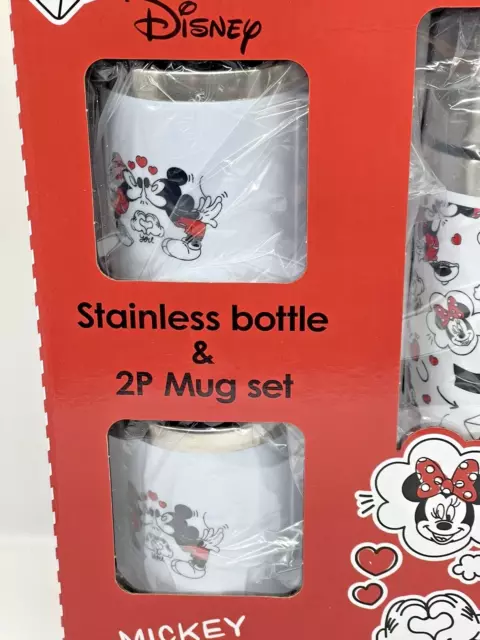 Daysney Mickey & Minnie Stainless Steel Bottle and 2P Mug Set - New From Japan 3
