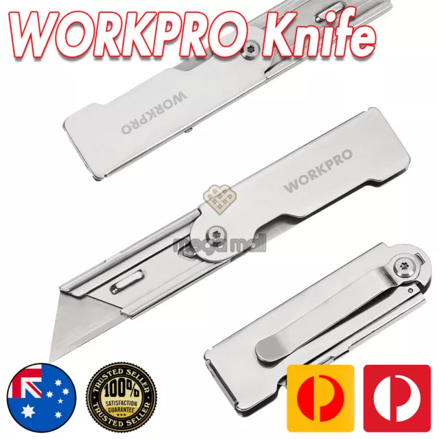 Box Cutter WORKPRO heavy duty stainless steel knife Quick Blade Swap Action