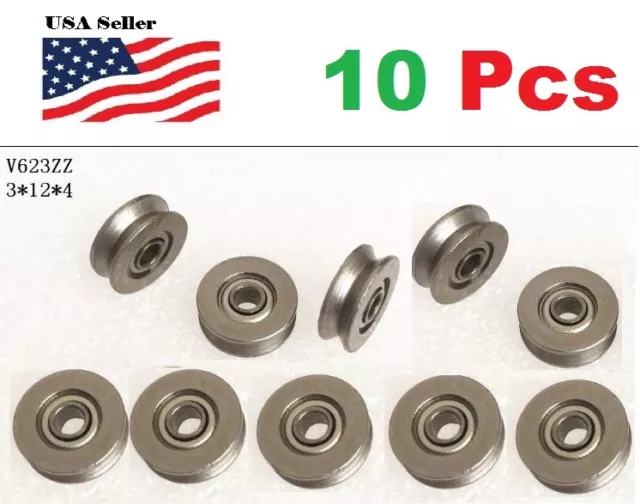 10 X V623ZZ 623VV  Groove Guide Pulley Rail Ball Bearings Metal (0.3cm*12mm*4mm)