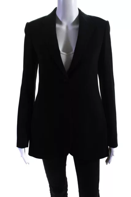 Theory Womens Notched Collar Button Up Open Back Blazer Jacket Black Size 0