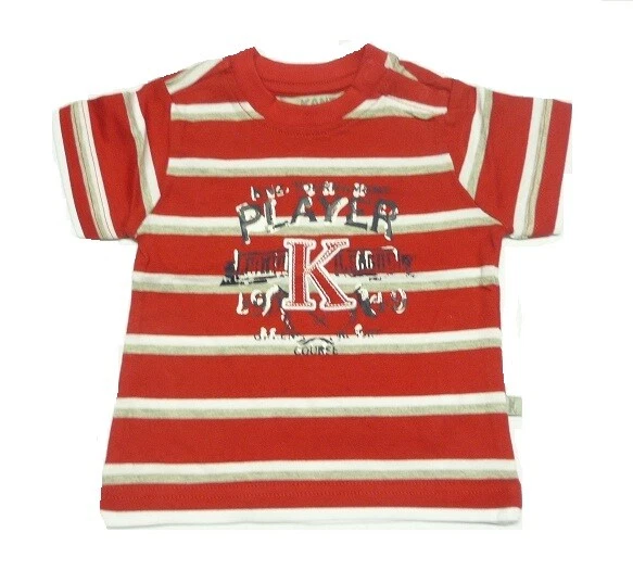 KANZ Ragazzi T-Shirt Rosso a Righe Manica Corta Tgl 56 62 68 74 80 86
