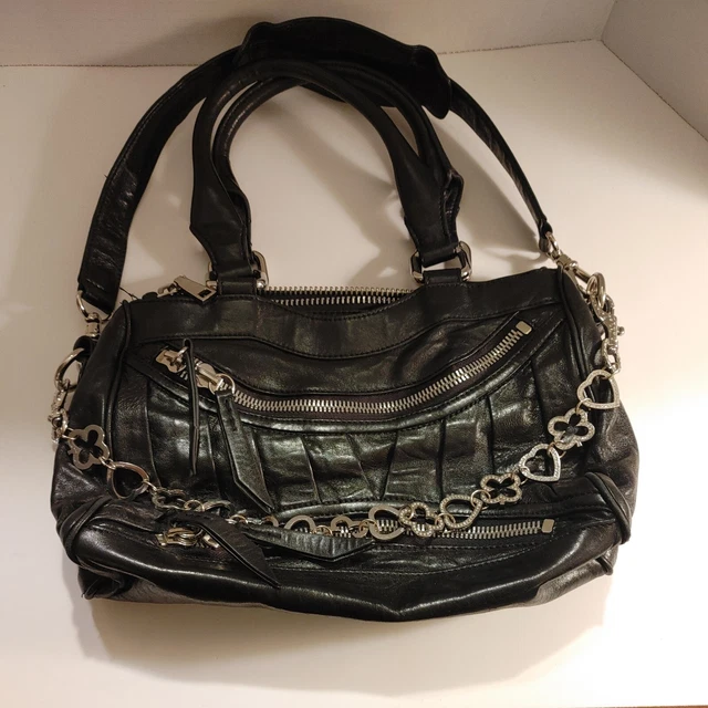Treesje Multi-pocket Satchel Black Handbag With Double Straps
