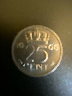 1966 25 Cent Netherlands Juliana Koningin Der Nederlanden Coin