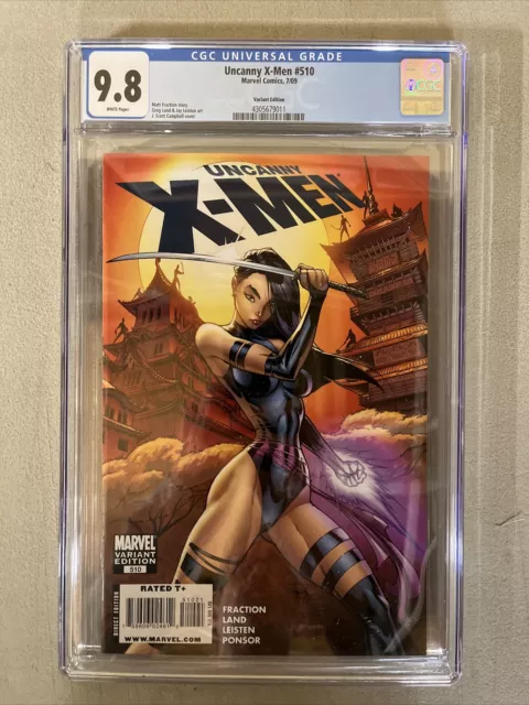 Uncanny X-Men # 510 (2009) CGC 9.8 J. Scott Campbell Psylocke Variant RARE