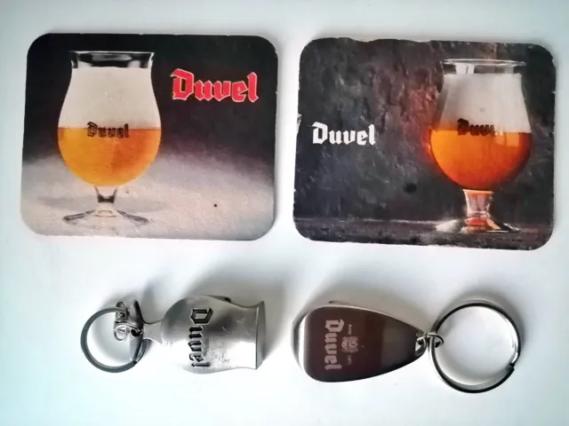 Lot de 2 décapsuleur + 2 sous bock + 1 publicité bière DUVEL 3