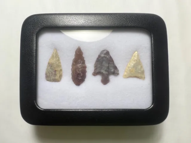 Stone Age Ancient Neolithic Stone Arrowheads In Display Case!