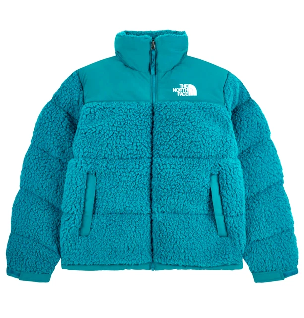 The North Face Nuptse Sherpa Alto Pile Bomber Giubbino TAGLIA S Porto Blu