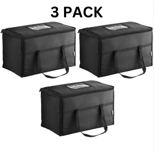 Insulated BLACK Catering Delivery Chafing Dish Food Full Pan Carrier Bag 3 Pack